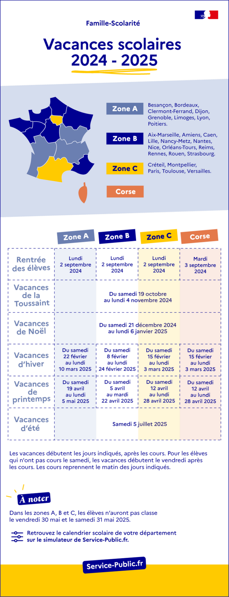 Calendrier scolaire 24-25